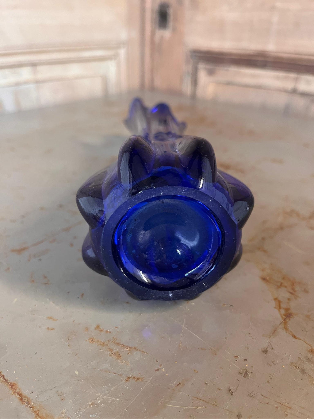 Vase soliflore étiré verre bleu cobalt scandinave - L'Heureux Nouveau