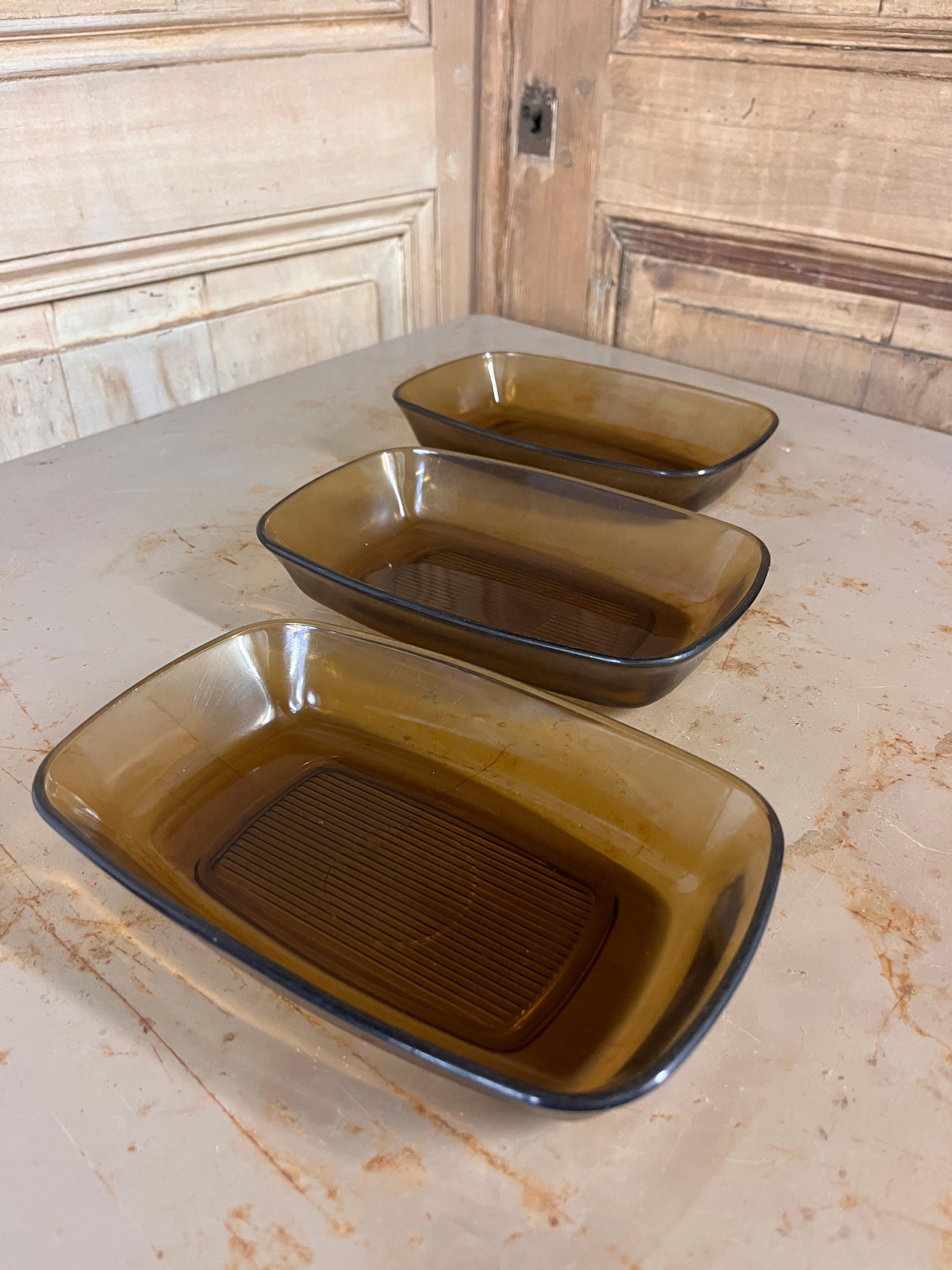 Plat à Gratin / Ravier Arcopal Verre Ambré – Vaisselle Vintage Années 70