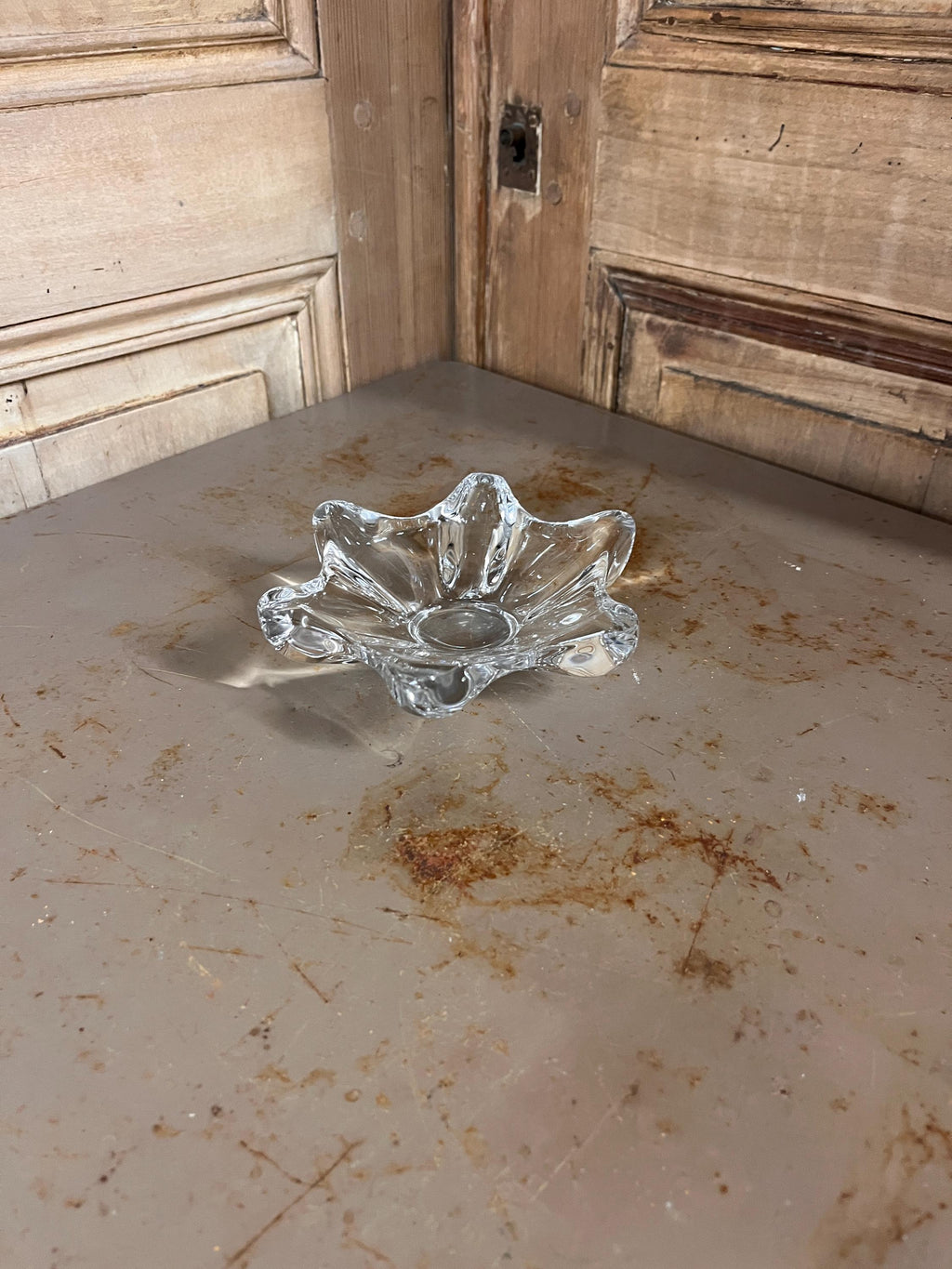 Cendrier Vide-Poches Étoile en Verre Massif – Forme Sculpturale – Années 70
