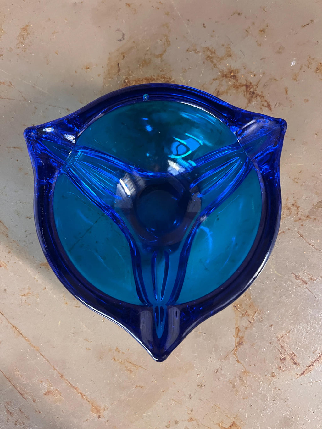 Cendrier Vide-Poches Vintage en Verre de Murano – Bleu Cobalt Électrique – Italie 60/70