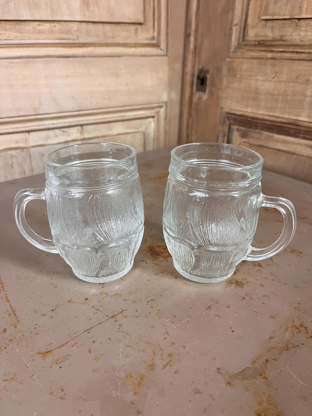 Chopes en Verre Texturé LEVER – Verrerie Vintage Années 70 (Lot de 2)