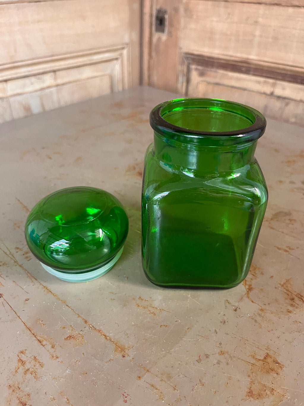 Bocal verre vert émeraude Ariel style italien vintage - L'Heureux Nouveau