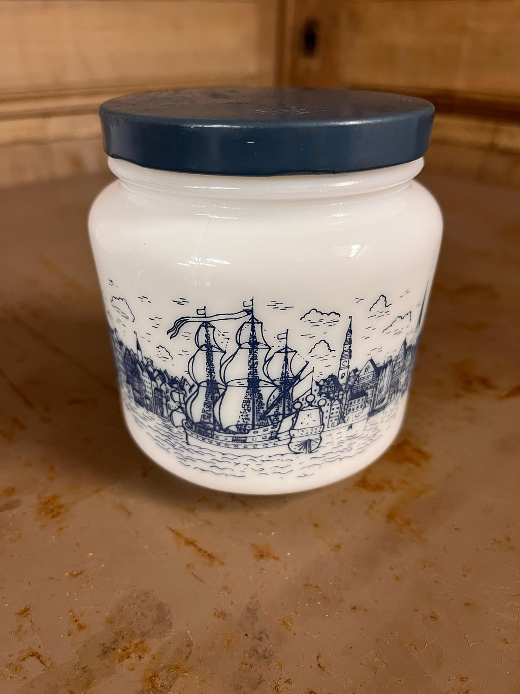 Pot Épices Echt Opal Maritime Trois-Mâts – Verre Opalin Vintage Années 70