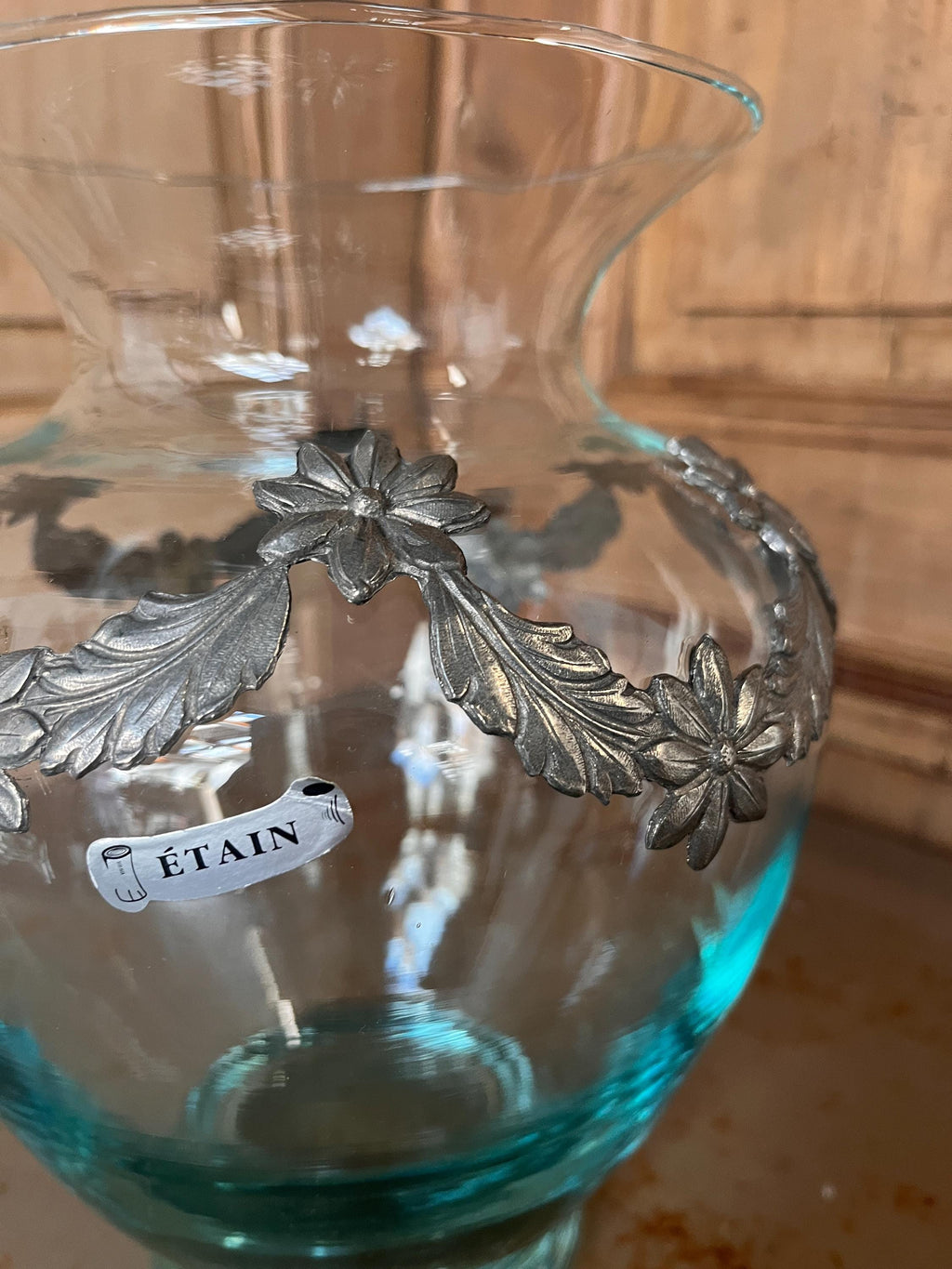 Grand vase en étain massif style broc vintage - L'Heureux Nouveau