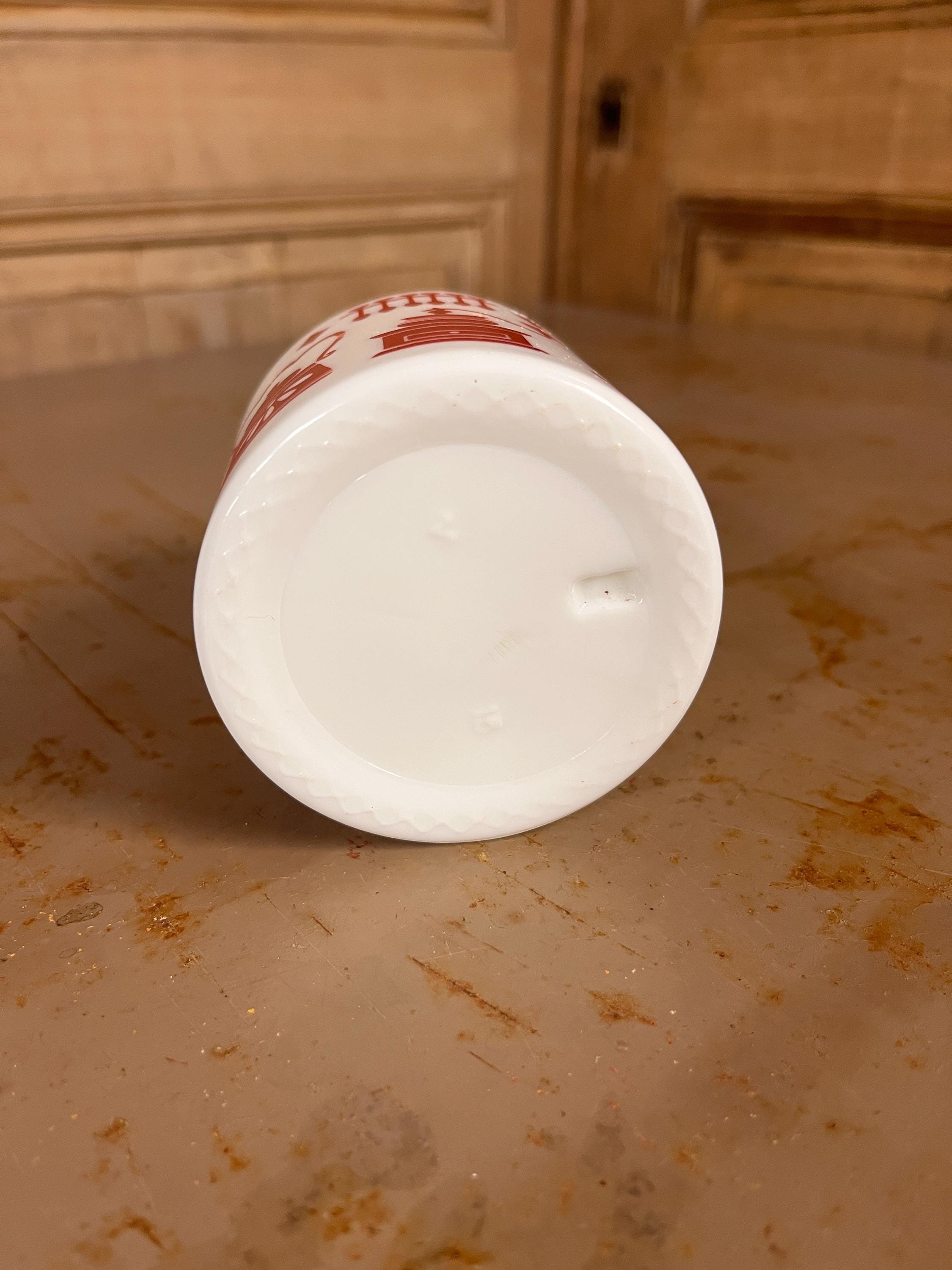 Pot à Épices Opaline Blanche Ustensiles Rouges – Verre Opalin Vintage Années 60