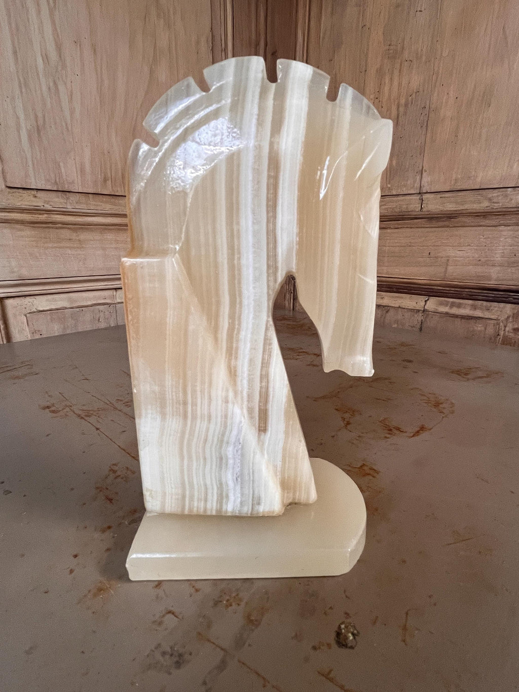Paire de Serre-Livres Vintage en Albâtre Véritable – Sculptures Géométriques Pierres Naturelles 70s