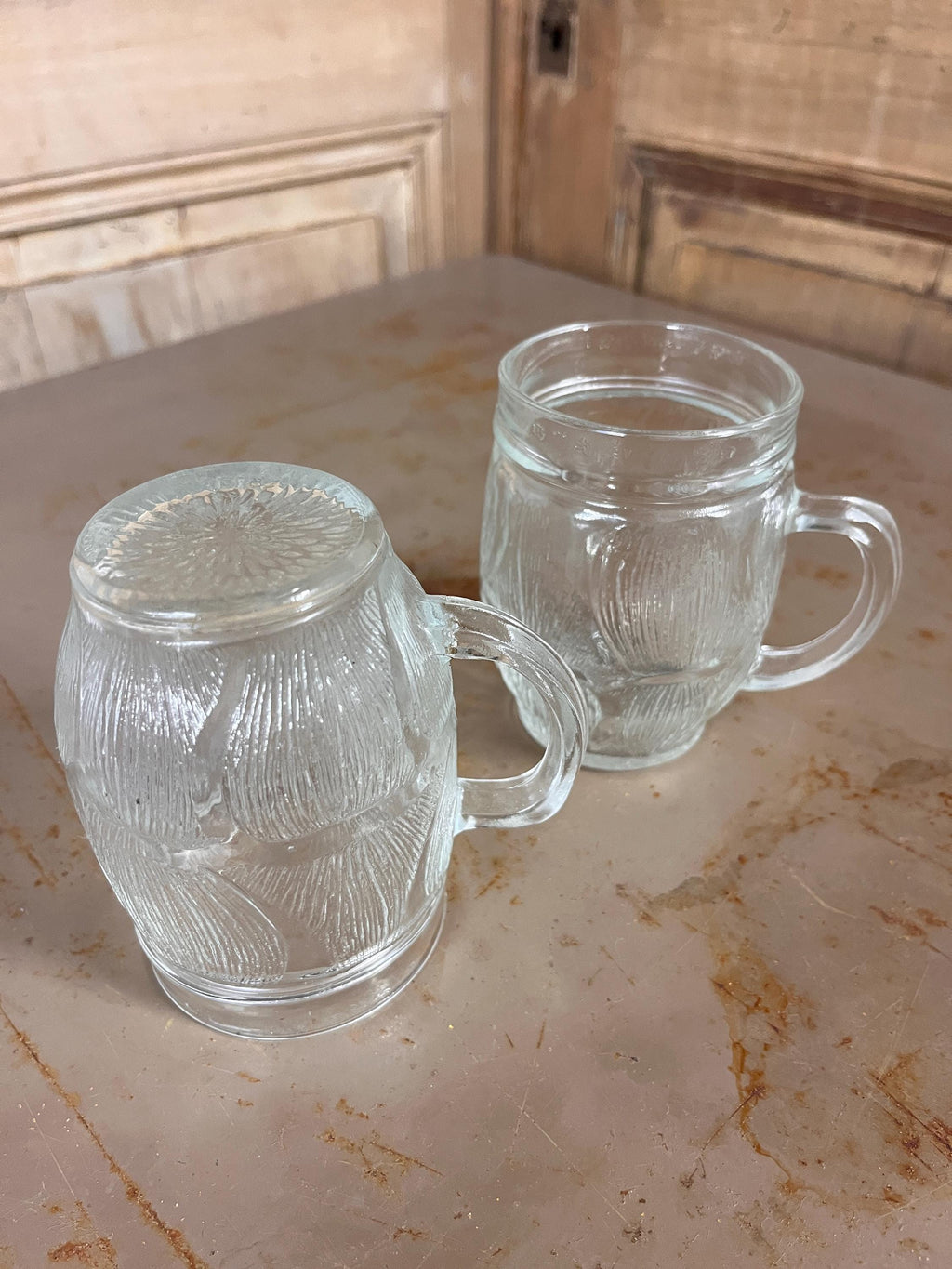 Chopes en Verre Texturé LEVER – Verrerie Vintage Années 70 (Lot de 2)