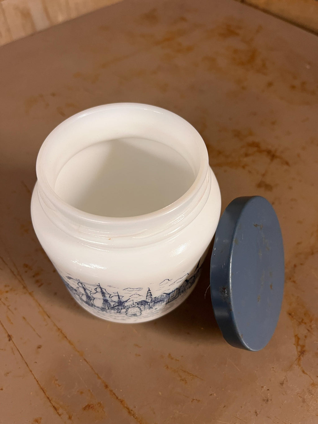 Pot Épices Echt Opal Maritime Trois-Mâts – Verre Opalin Vintage Années 70