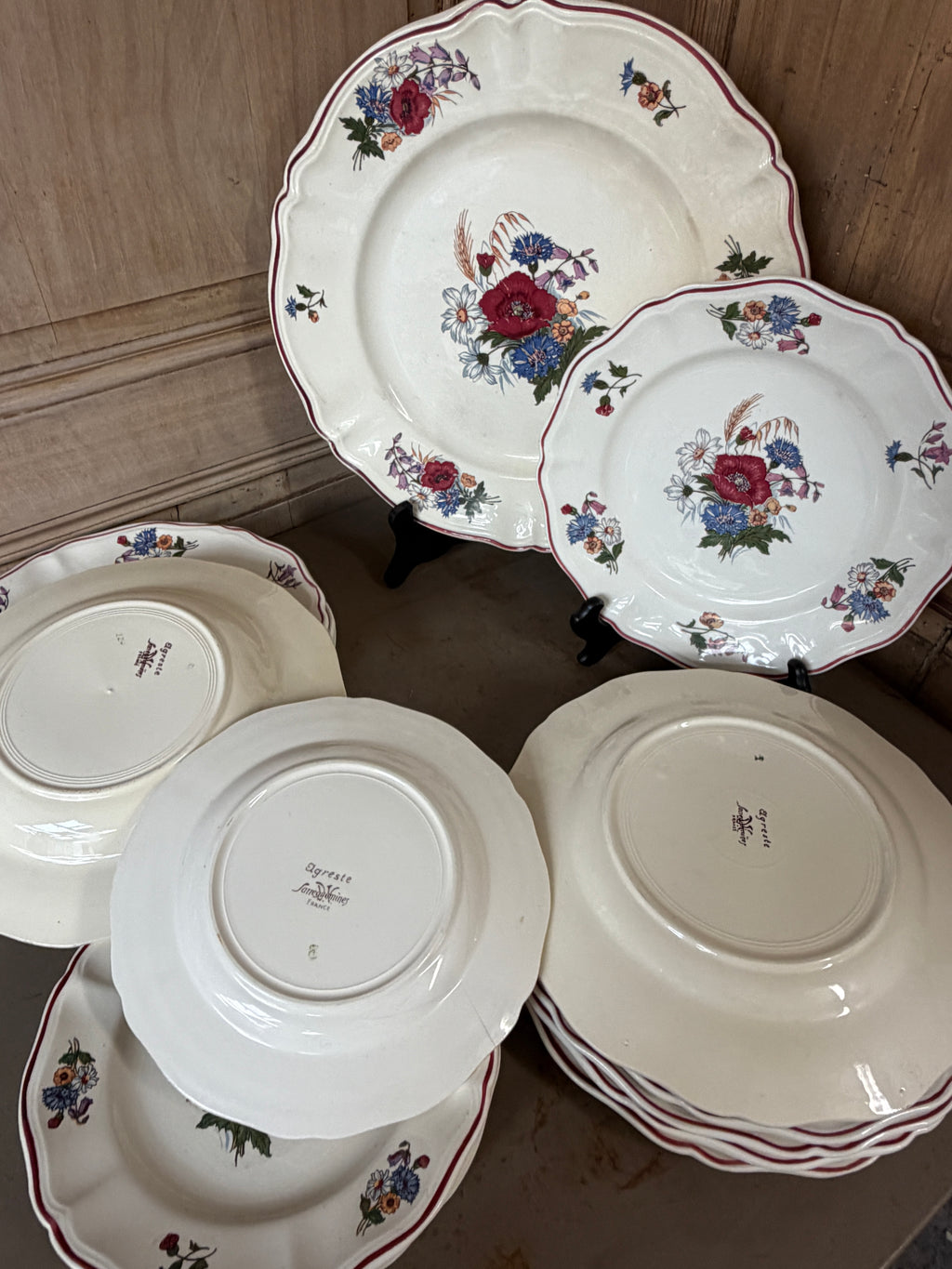 Service Sarreguemines Agreste bleuets coquelicots vintage - L'Heureux Nouveau