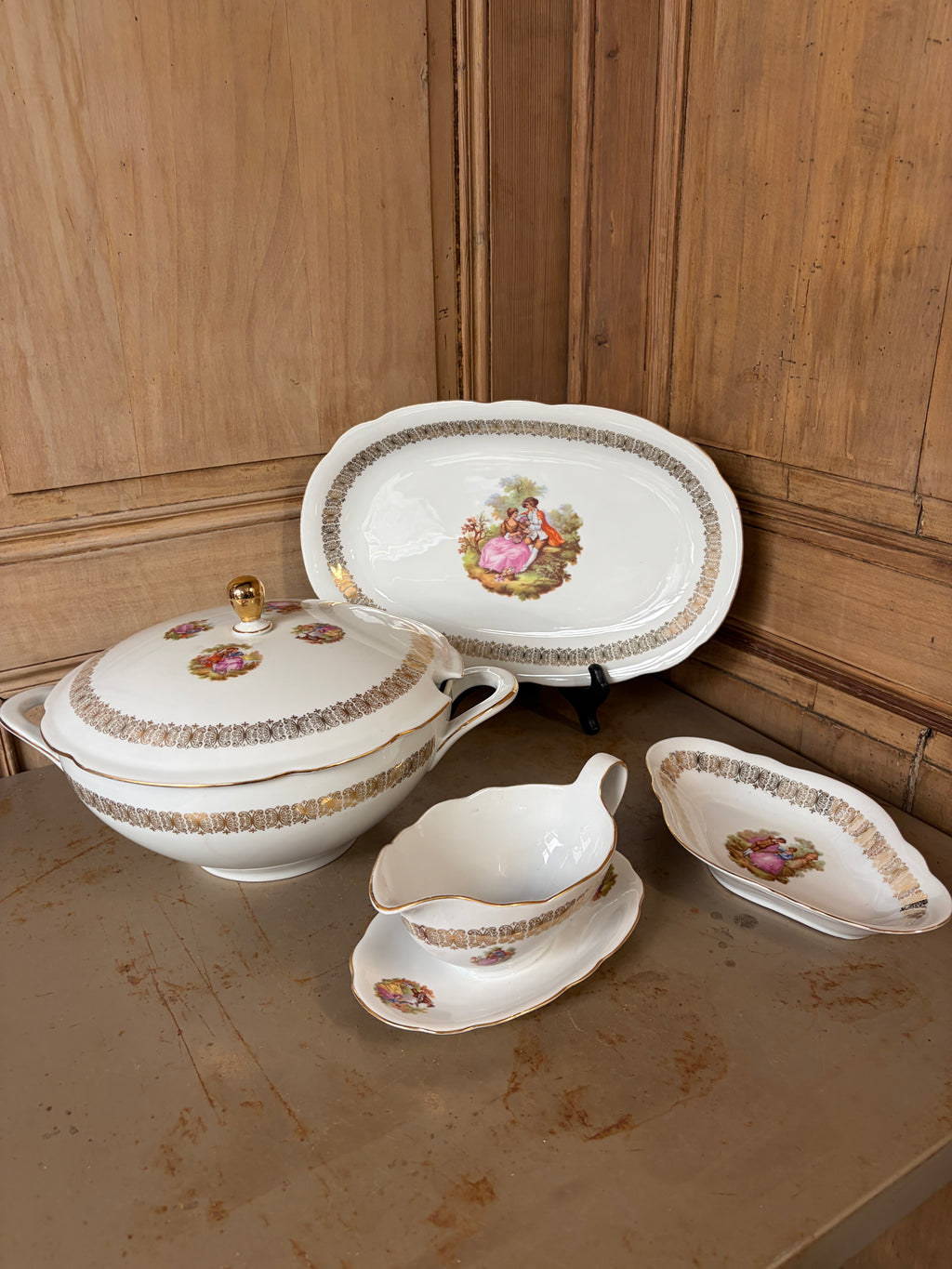 Service porcelaine Bavaria Fragonard scène galante vintage - L'Heureux Nouveau