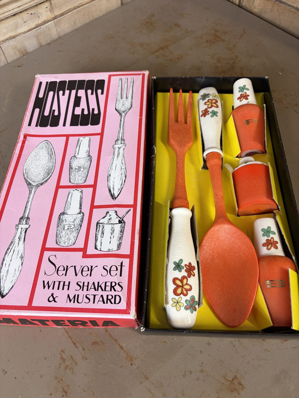 Ensemble couverts orange vintage Hostess Materia - L'Heureux Nouveau