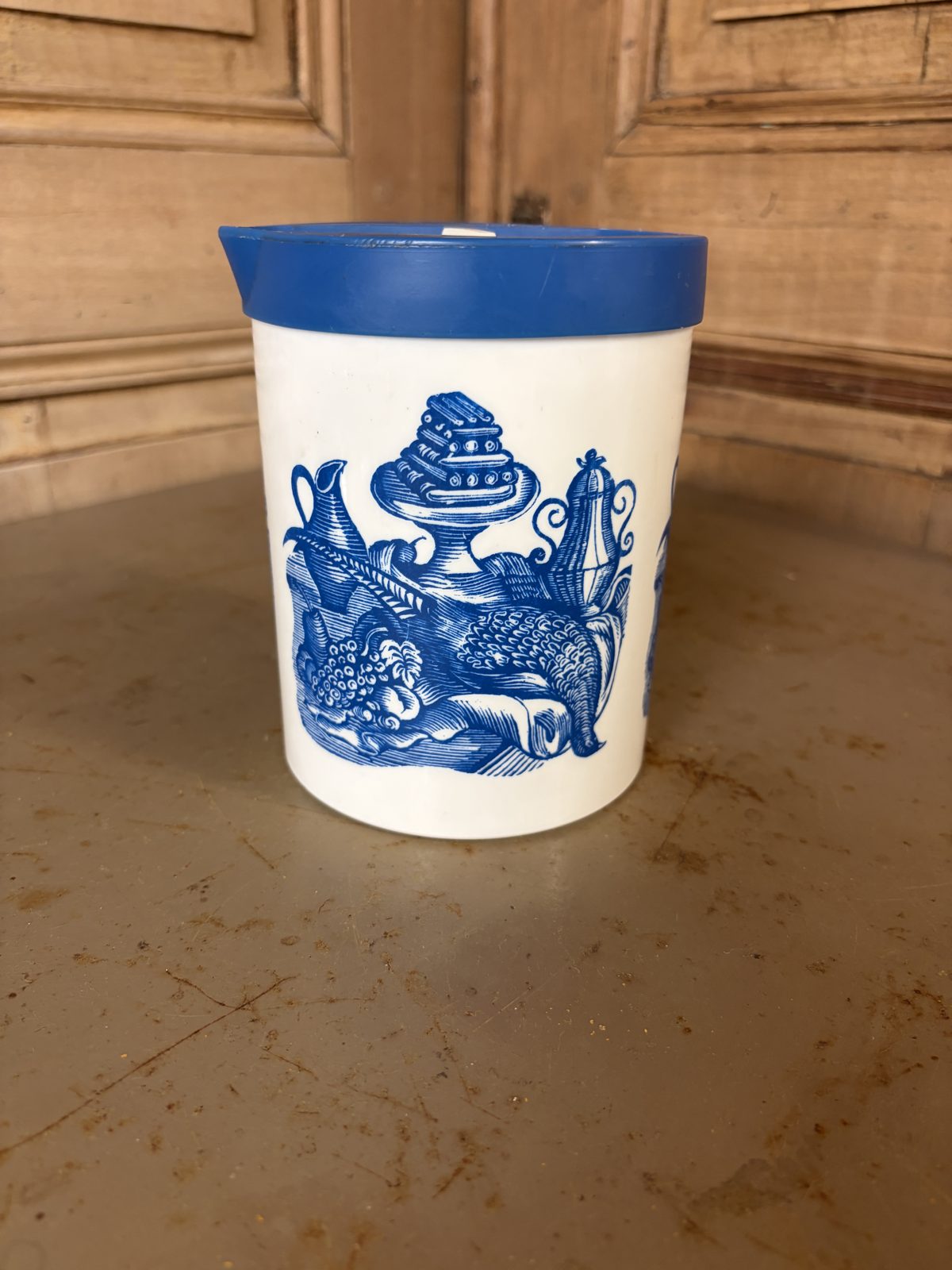 Pot céramique Blue Willow couvercle Lever vintage - L'Heureux Nouveau