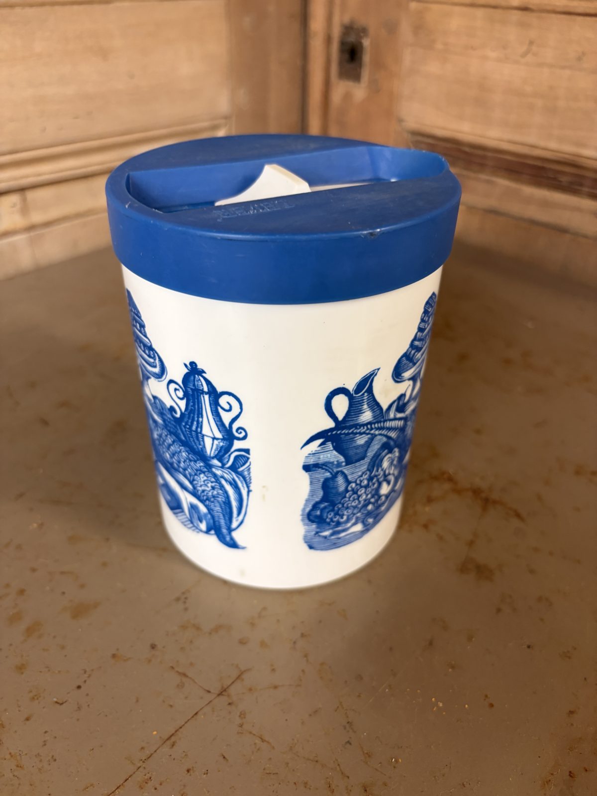 Pot céramique Blue Willow couvercle Lever vintage - L'Heureux Nouveau