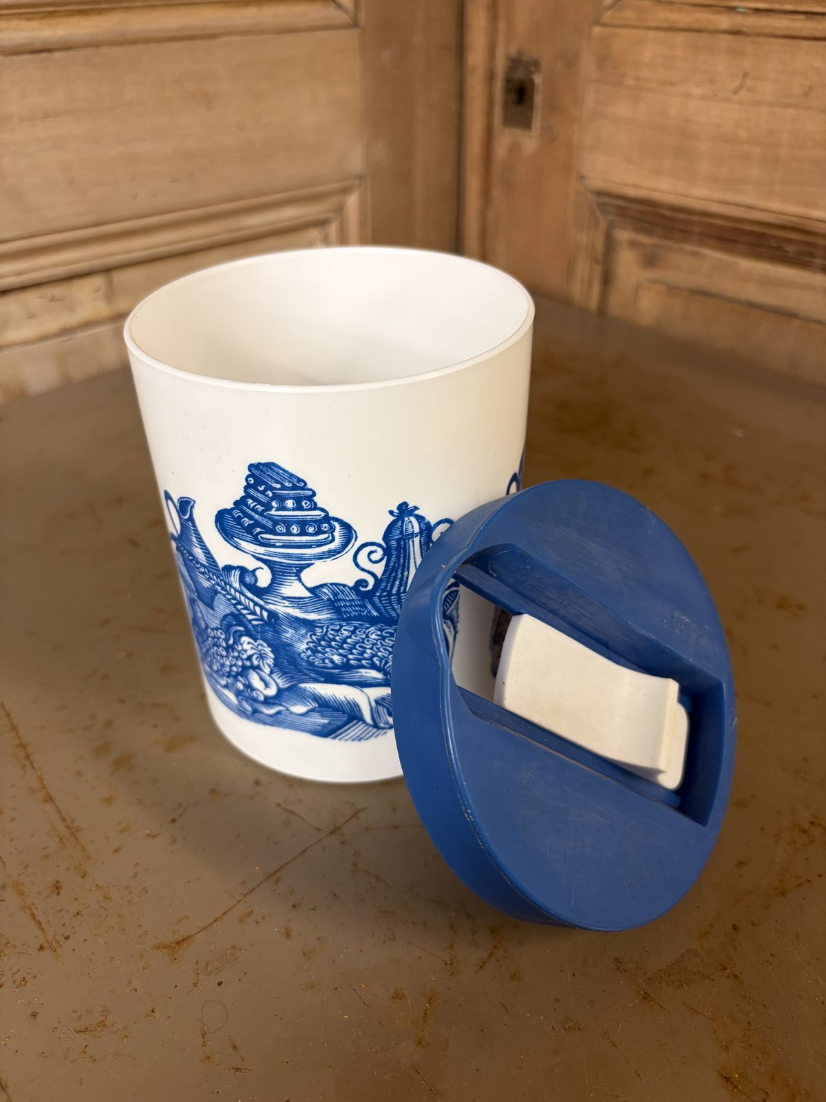 Pot céramique Blue Willow couvercle Lever vintage - L'Heureux Nouveau