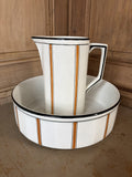 Pichet et bassine vintage liseré orange Art déco - L'Heureux Nouveau