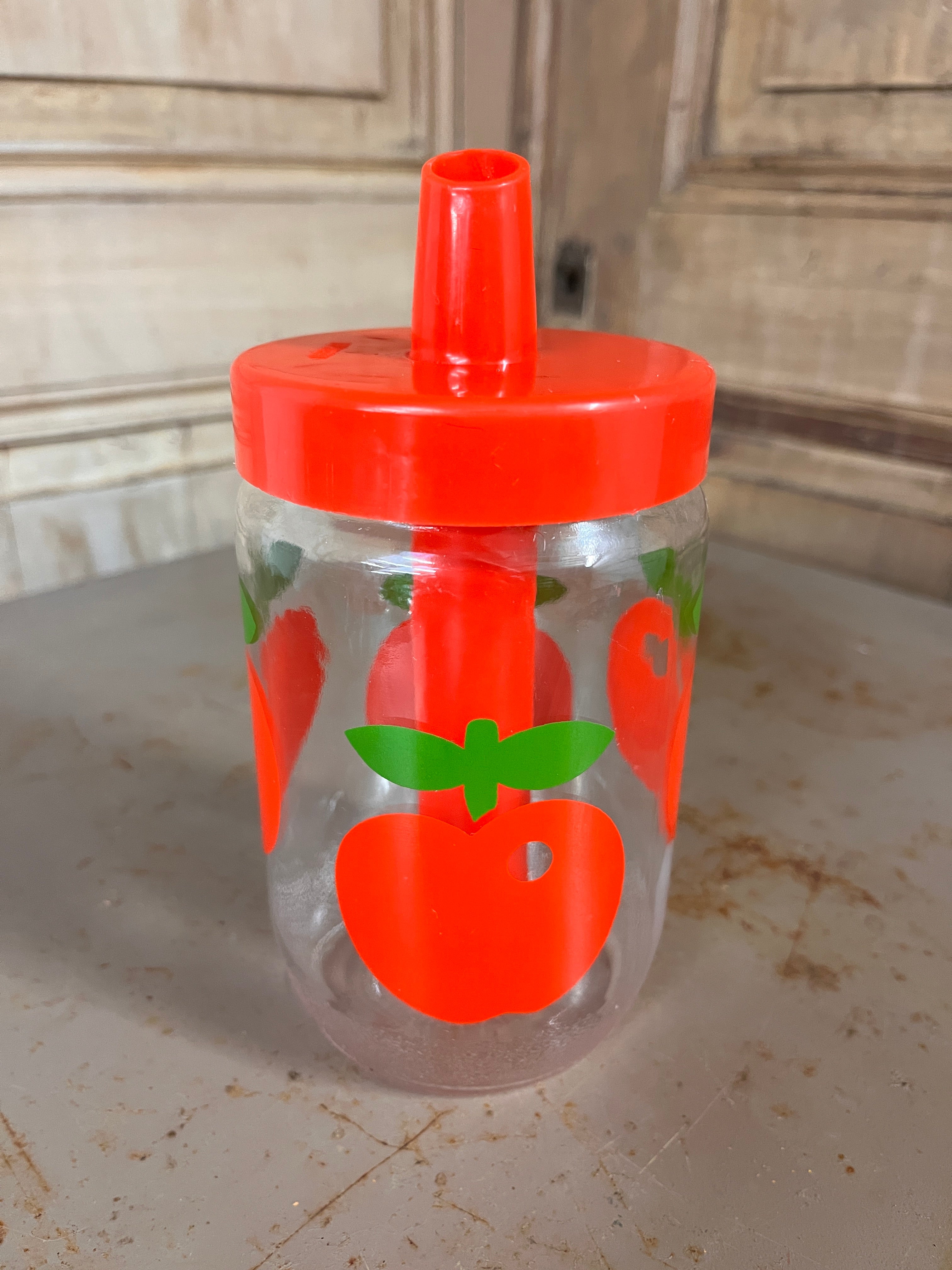 Sucrier Doseur Vintage Henkel – Décor Pommes Rouge Pop Années 70