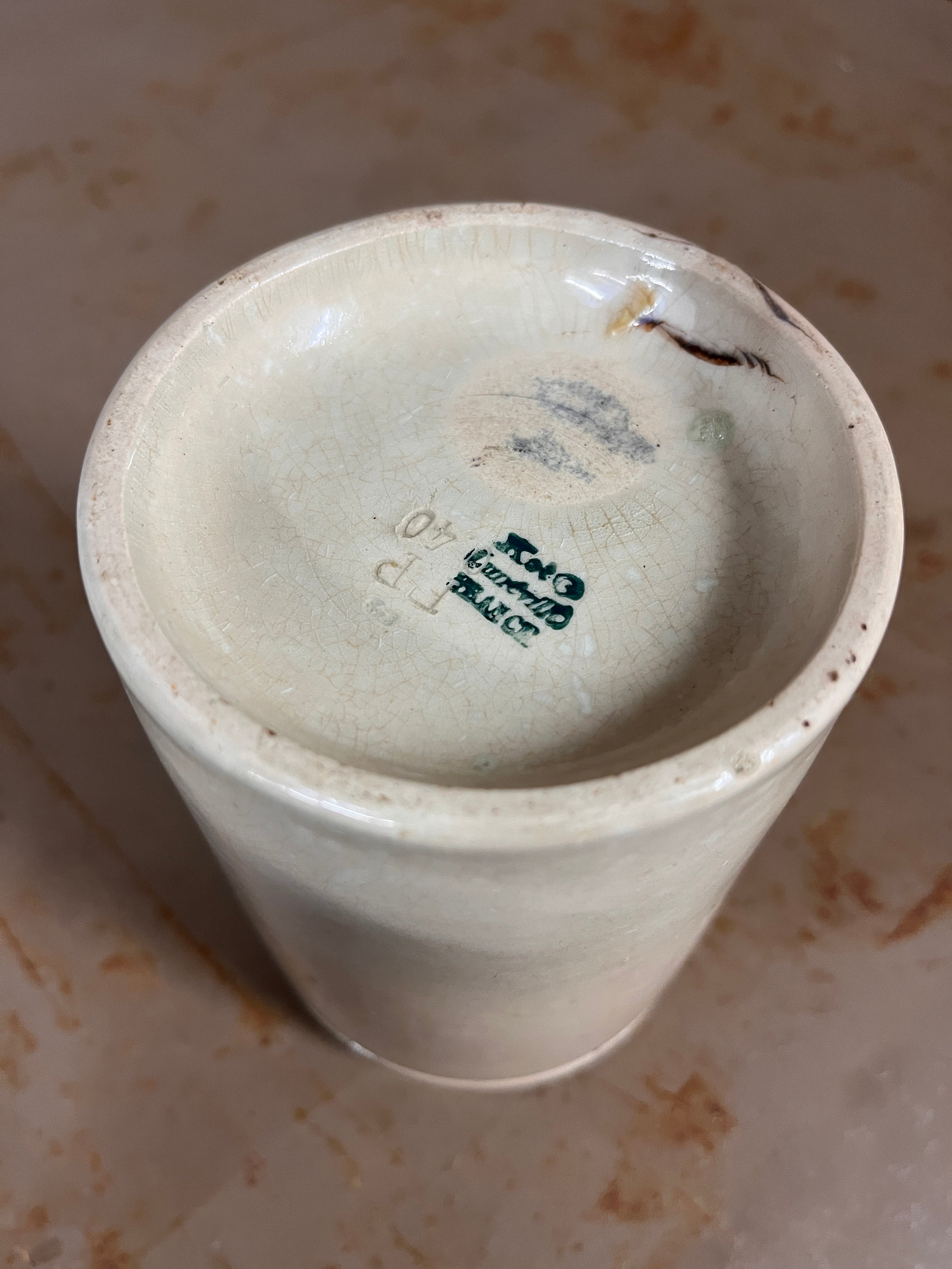 Pot à Confiture Ancien Félix Potin Lunéville – Faïence Verte Vintage Début XXe