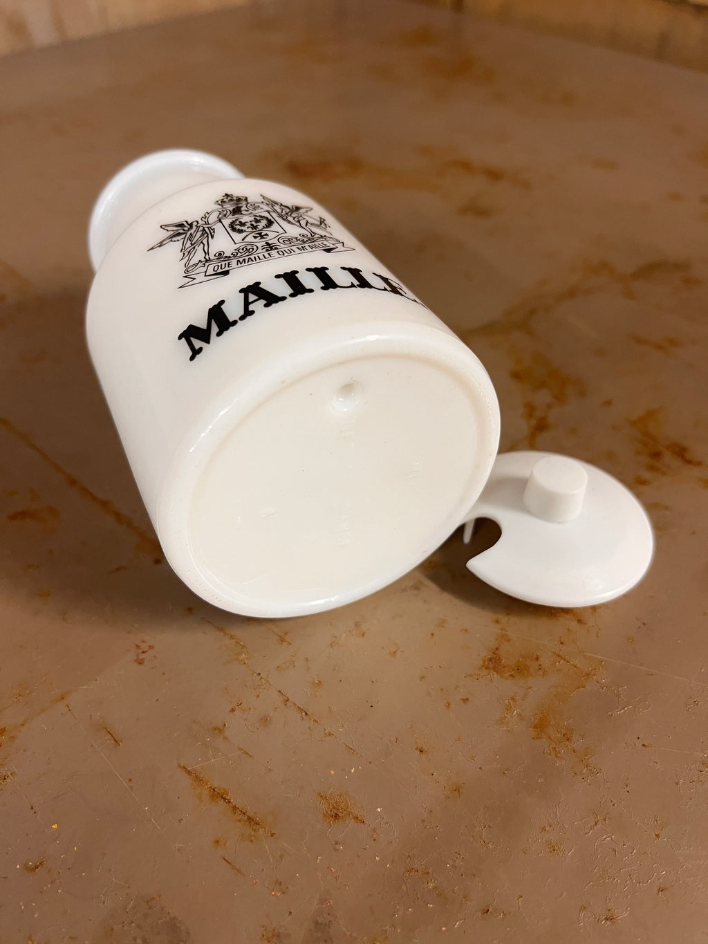 Moutardier Ancien Maille en Opaline Blanche – Cuisine Vintage Années 70