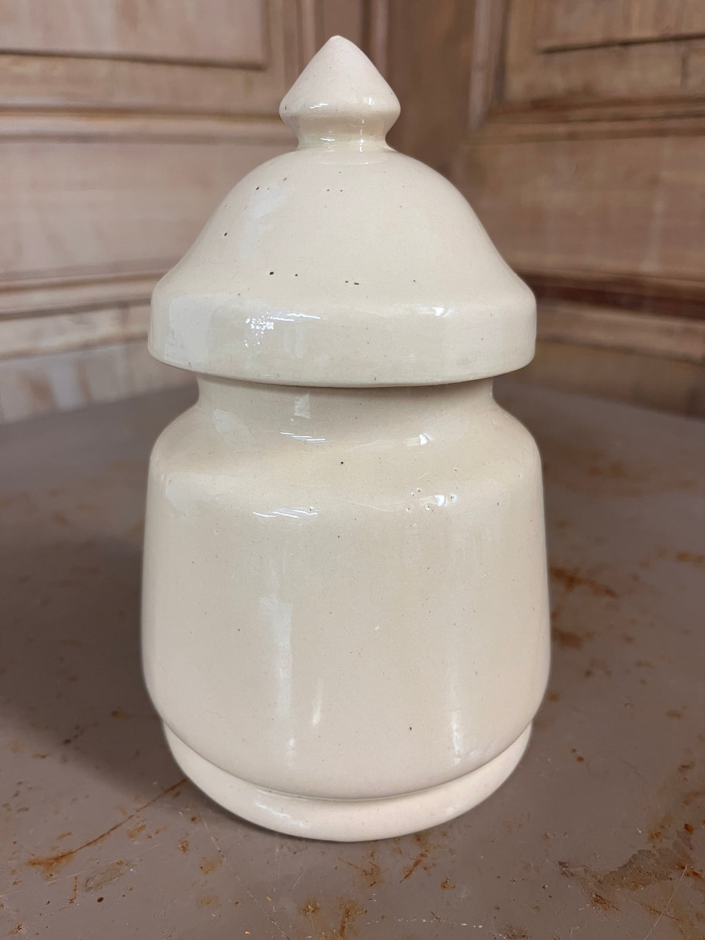 Pot à Moutarde Ancien Bornier Dijon en Grès Émaillé Complet – Déco Bistrot Milieu XXe