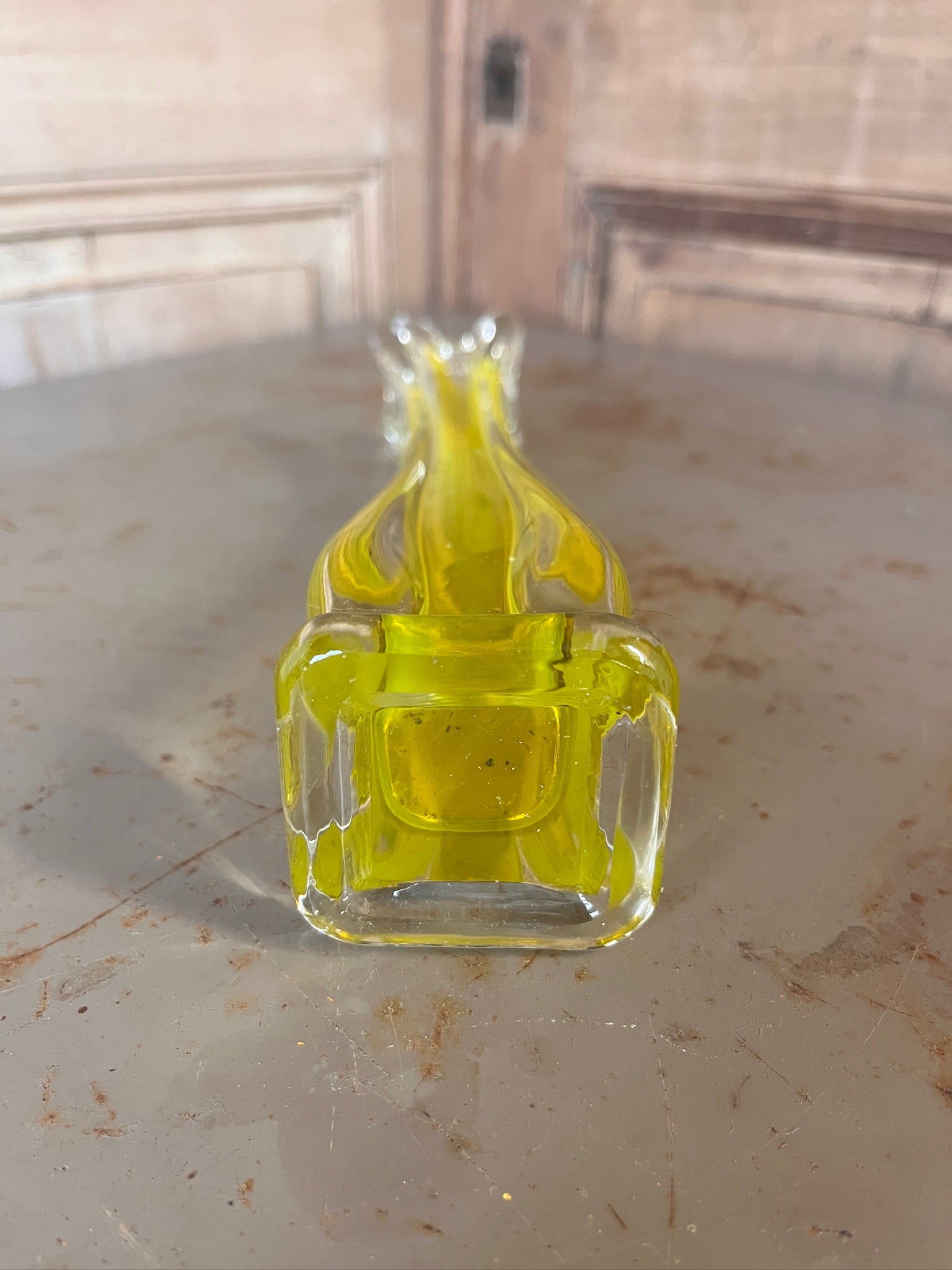 Vase Soliflore Vintage Murano en Verre Sommerso Jaune Solaire – Design Italien