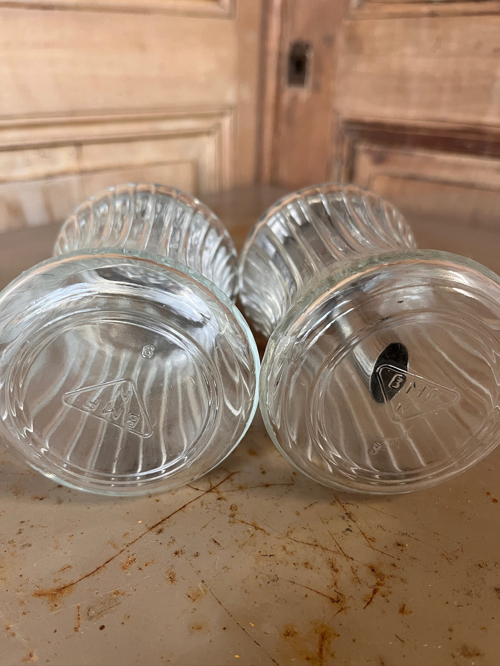 Duo de Comptoir Vintage BMF – Sucrier Doseur & Saupoudreuse Verre Cannelé & Chrome Style Bistrot