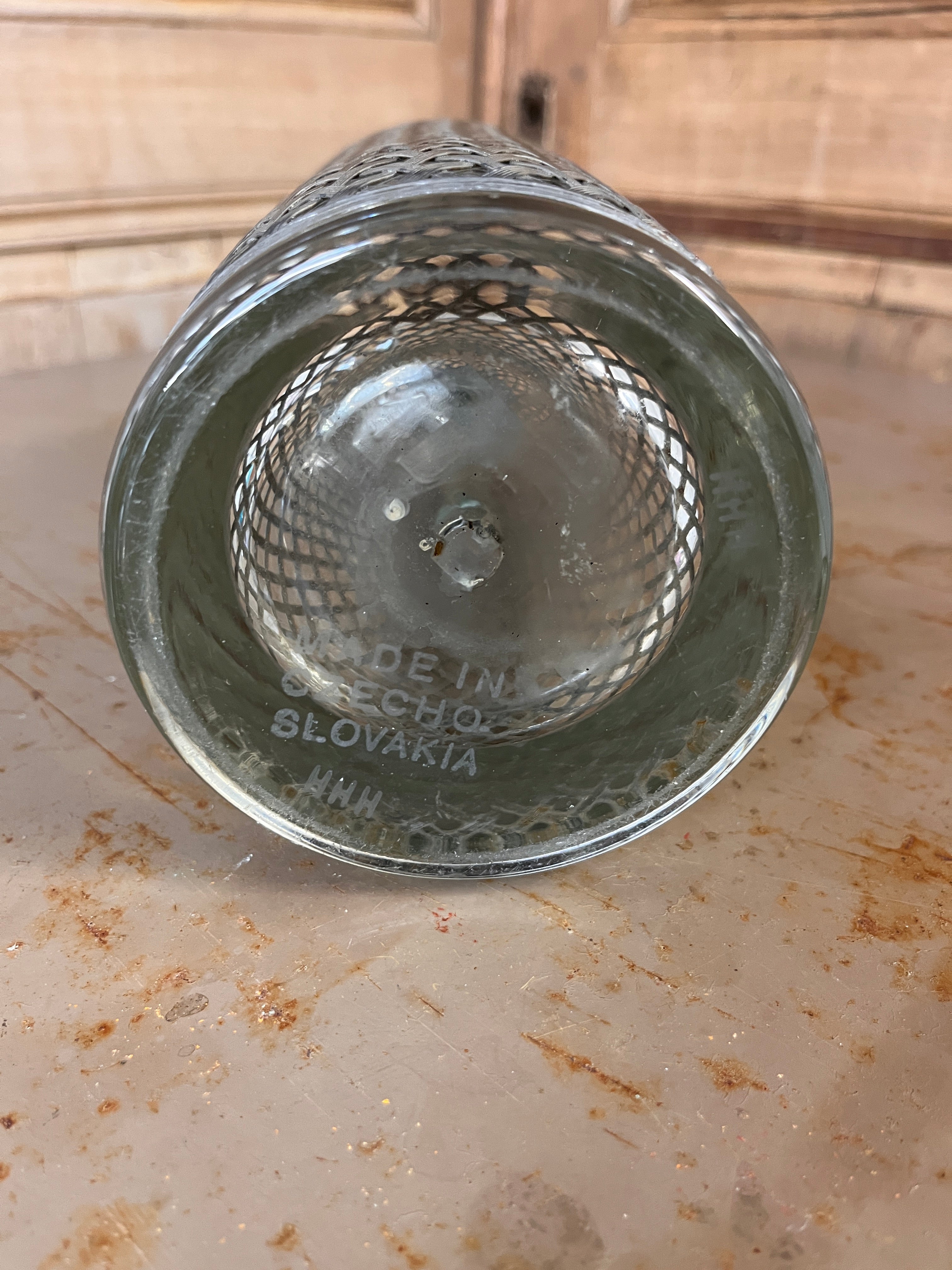 Siphon de Bar Vintage Tchécoslovaquie – Carafe Eau de Seltz Verre & Grillage Métallique 60s/70s