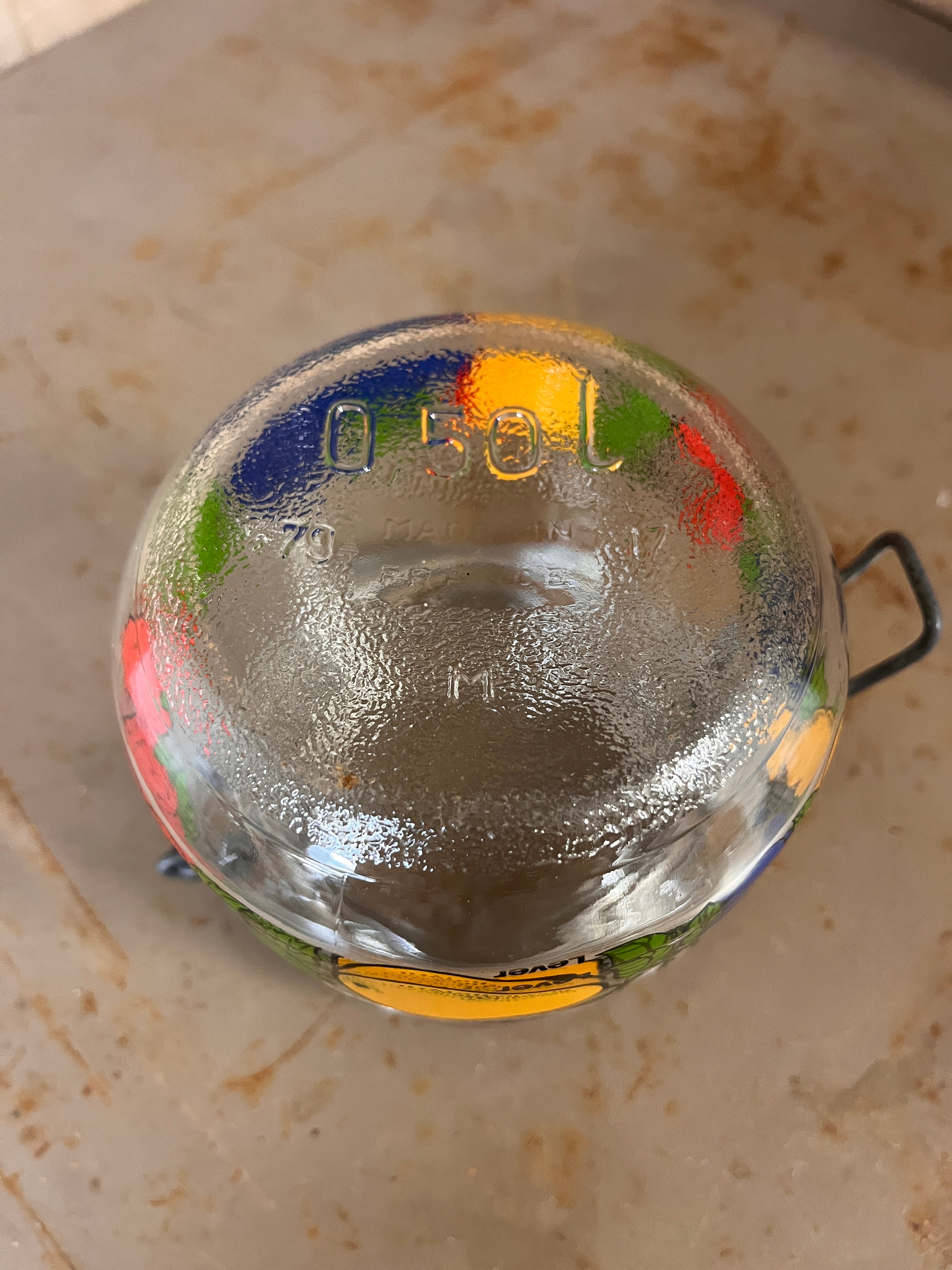 Bocal Vintage Le Parfait Super 0,5L – Édition Publicitaire "LEVER" Décor Fruits 1970s