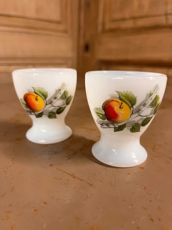 Coquetier Arcopal Fruits de France – Verre Opalin Vintage Années 70 (Lot)