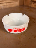 Cendrier Publicitaire Vintage "Bières SEMEUSE" – Opaline Blanche – Objet de Bistrot Années 70