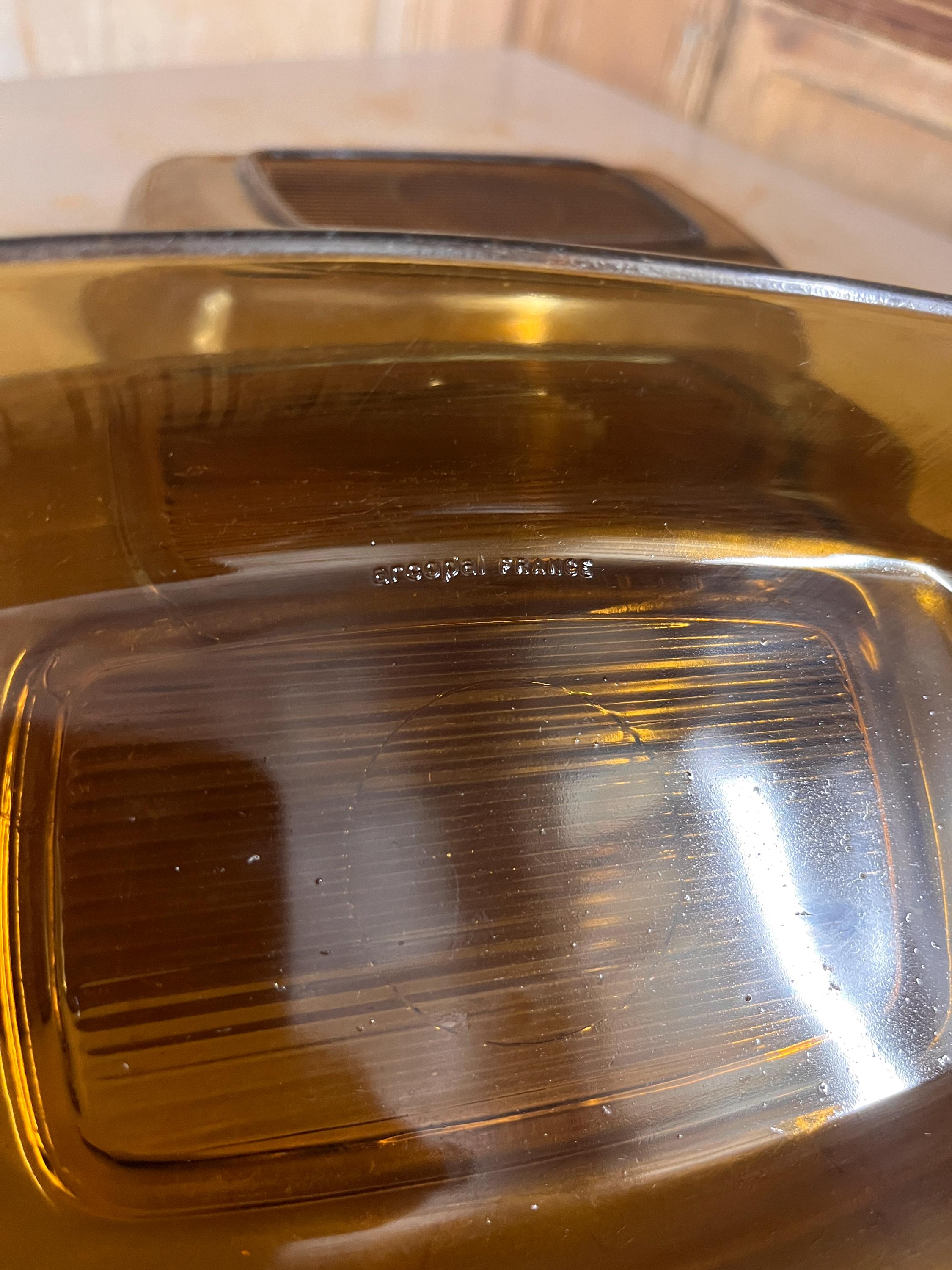 Plat à Gratin / Ravier Arcopal Verre Ambré – Vaisselle Vintage Années 70