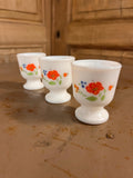 Coquetiers Arcopal Fleur des Champs – Verre Opalin Vintage Années 70 (Lot de 3)