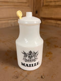 Moutardier Ancien Maille Complet avec sa Cuillère – Opaline Blanche Vintage Années 70