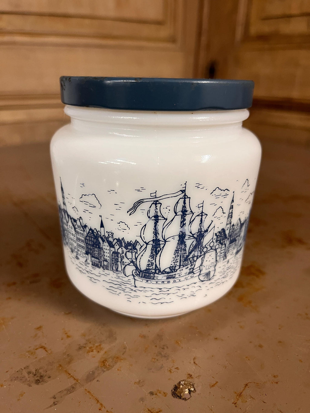 Pot Épices Echt Opal Maritime Trois-Mâts – Verre Opalin Vintage Années 70