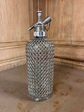 Siphon de Bar Vintage Tchécoslovaquie – Carafe Eau de Seltz Verre & Grillage Métallique 60s/70s