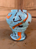 Petit vase globe verre marbré bleu orange vintage 70s - L'Heureux Nouveau