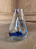 Vase en Verre Soufflé Bouche – Spirale Bleue – Style Mid-Century -